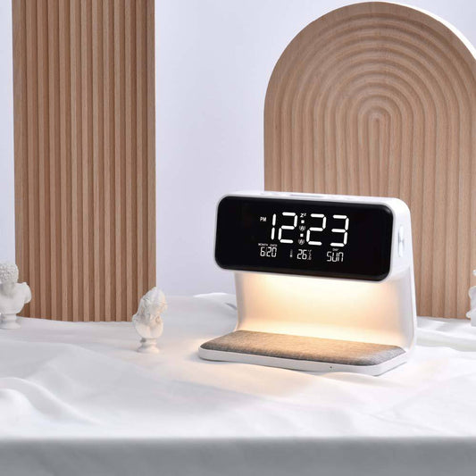 2025 Digital Alarm Clock With Wireless Charger – Modern ABS Night Light For Bedroom