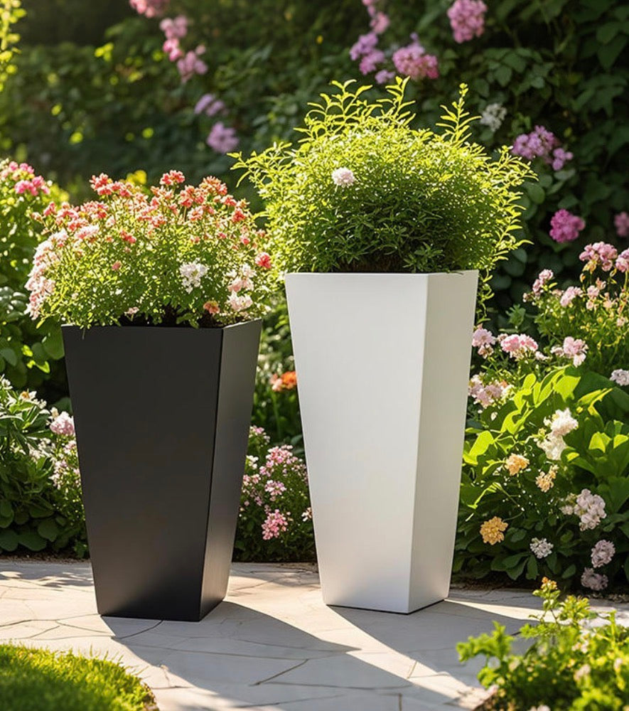 Gift White Plastic Flower Pots With Blooming Flowers – Decorative Planter For Housewarming & Birthday