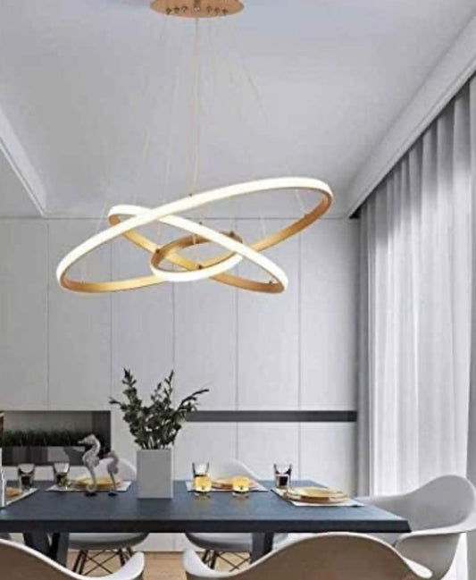 Modern Double 3-Ring LED Pendant Light – Elegant Warm White Hanging Ceiling Lamp For Living Room & Home Decor