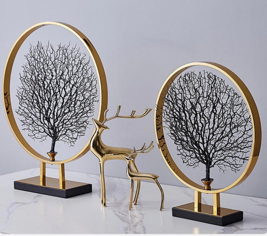 K&B Sea Tree Geometric Metal Showpiece – Vintage Abstract Home & Office Decor