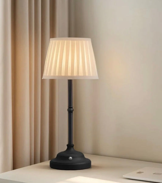 European Style Rechargeable LED Desk Lamp – Cordless Fabric Table Light for Dining & Bedroom