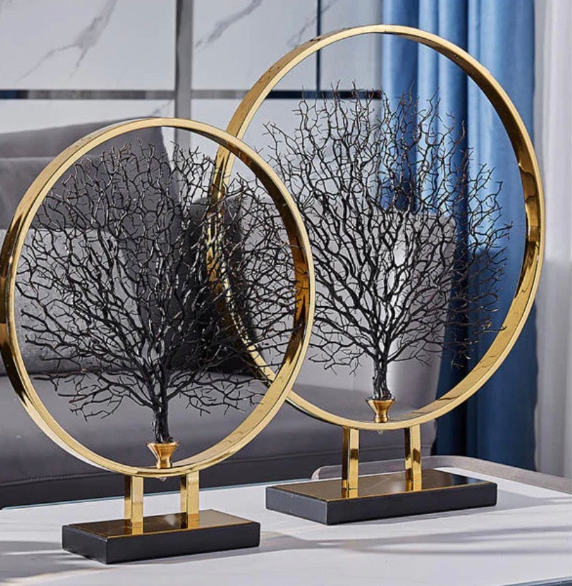 K&B Sea Tree Geometric Metal Showpiece – Vintage Abstract Home & Office Decor