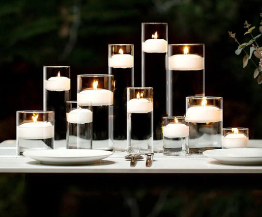 Glass Candlelight Cylinder Vases – Floating Candle Holders For Home & Wedding Decor (with candles)