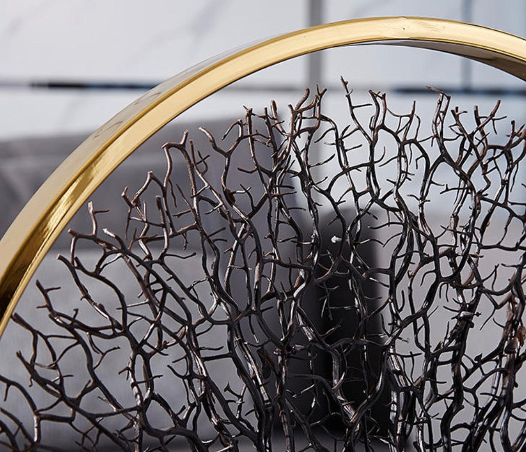 K&B Sea Tree Geometric Metal Showpiece – Vintage Abstract Home & Office Decor