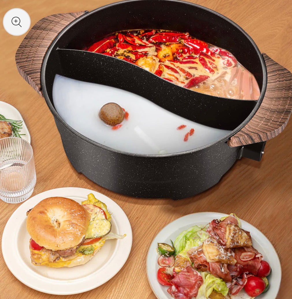 7.5L Large Electric Skillet – Non-Stick Hotpot With Divider, Multifunctional Cooking Appliance