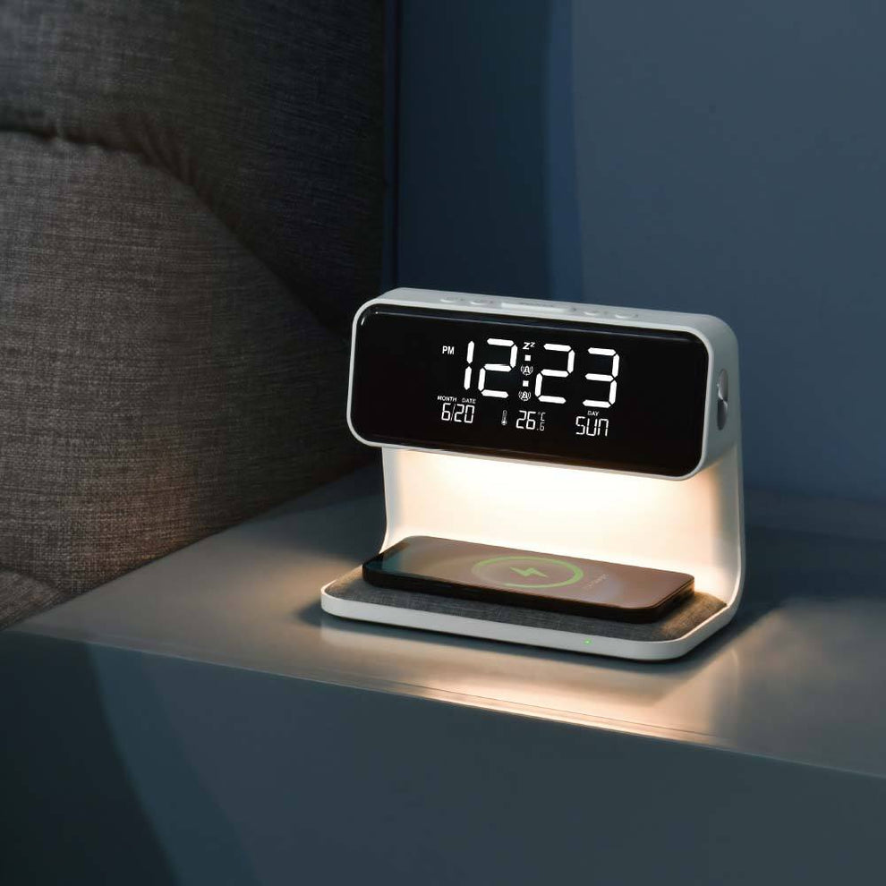 2025 Digital Alarm Clock With Wireless Charger – Modern ABS Night Light For Bedroom